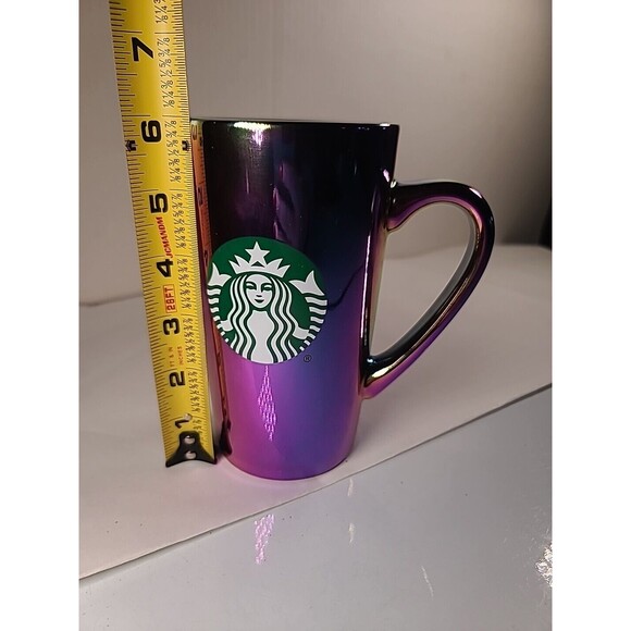 Starbucks Coffee Mug 16oz Rainbow Holographic Iridescent Oil Slick 2022 Holiday - Picture 7 of 8
